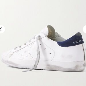 GOLDEN Goode Superstar DISTRESSES LEATHER and Suede Sneakers 38 White and Blue